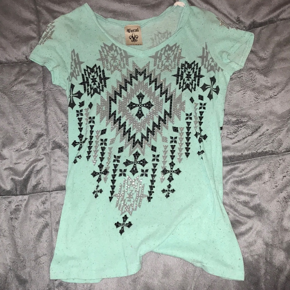 Blue tee shirt with sparkles